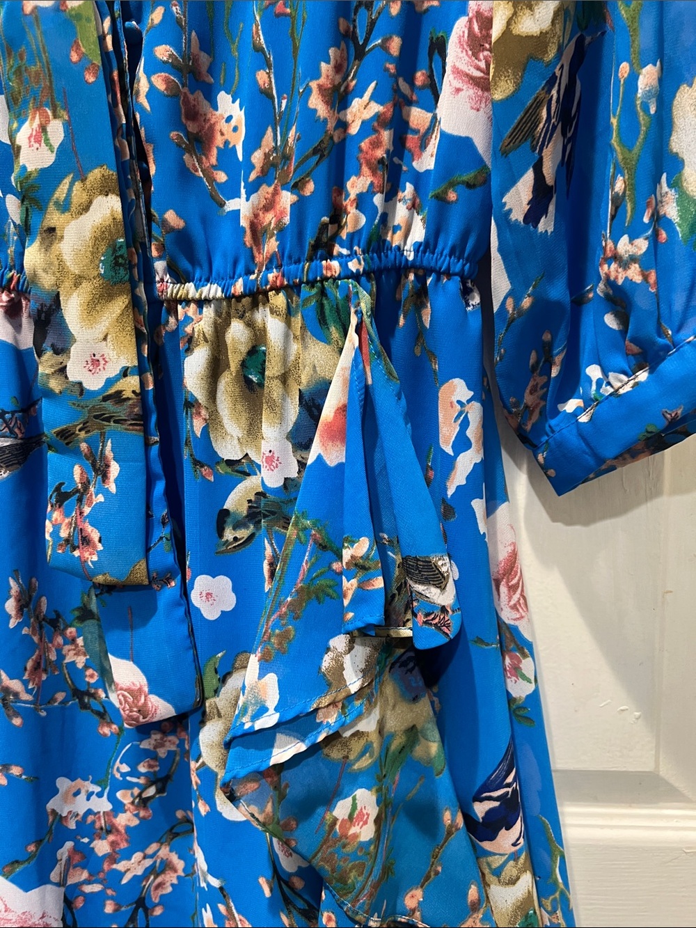 Walter Baker Bright Blue Floral Ruffle Midi Dress - Picture 6 of 9